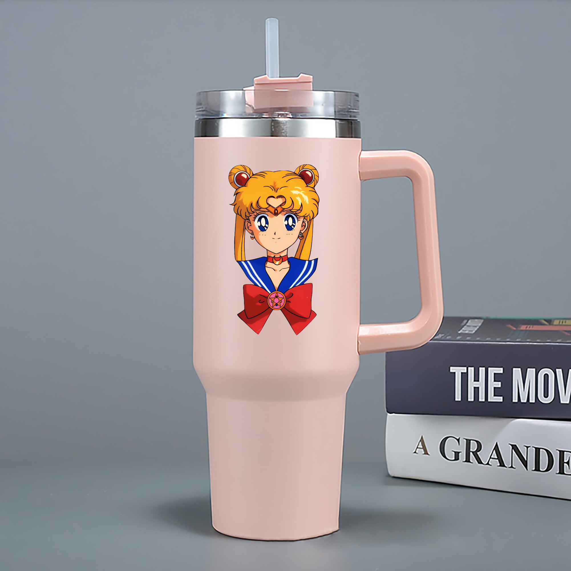 （画像用） 美少女戦士セーラームーン 月野 うさぎ つきの うさぎ Sailor Moon Tsukino Usagi 1200mL車用タンブラー - クリスタルステッカー（プラスチックストロー付き）